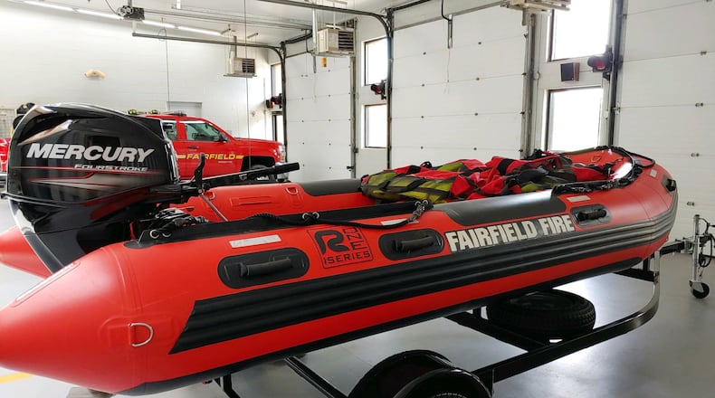 Fairfield Fire Department will expand its water rescue training to all of its full-time firefighter personnel over the next several weeks. The training push is due to the popularity of the non-motorizing boats on Marsh Park lake. Pictured is the 14-foot inflatable rescue boat that will be used for training and water rescues within Fairfield. PROVIDED