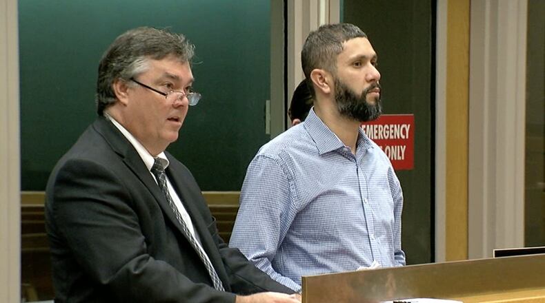 Cesar A. Guerrero, the pastor of his church, had a juvenile perform oral sex on him as he used Bible scripture and prayers to cleanse her, according to an affidavit. This photo was taken Aug. 8, 2019, when he was arraigned in Hamilton County. The case was later transferred to federal court. WCPO-TV