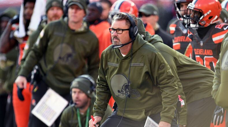 CLEVELAND, OH - NOVEMBER 11: Head coach Gregg Williams of the Cleveland Browns reacts to a play second half against the Atlanta Falcons at FirstEnergy Stadium on November 11, 2018 in Cleveland, Ohio. (Photo by Jason Miller/Getty Images)