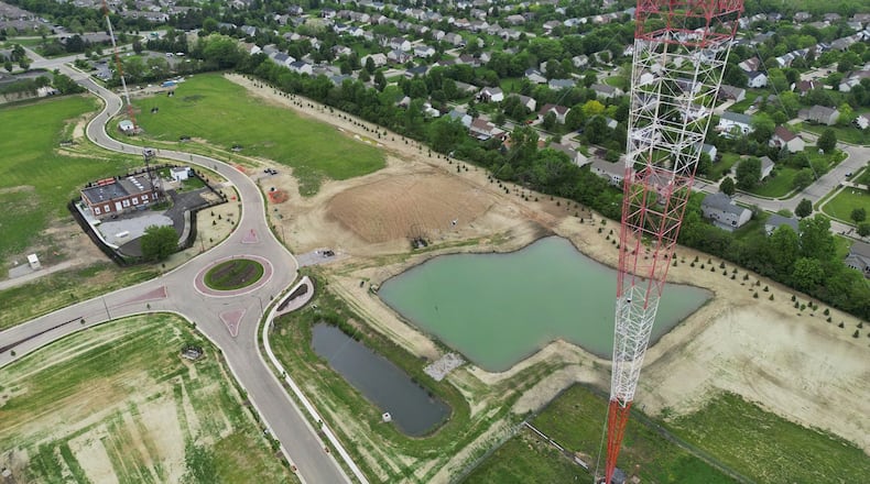 At 710 Tylersville Road, Tower Park is on the grounds surrounding the 747-foot-tall, diamond-shaped, 50,000 watt radio tower built by Blaw-Knox that has serviced Newsradio 700 WLW since the 1920s. NICK GRAHAM/STAFF