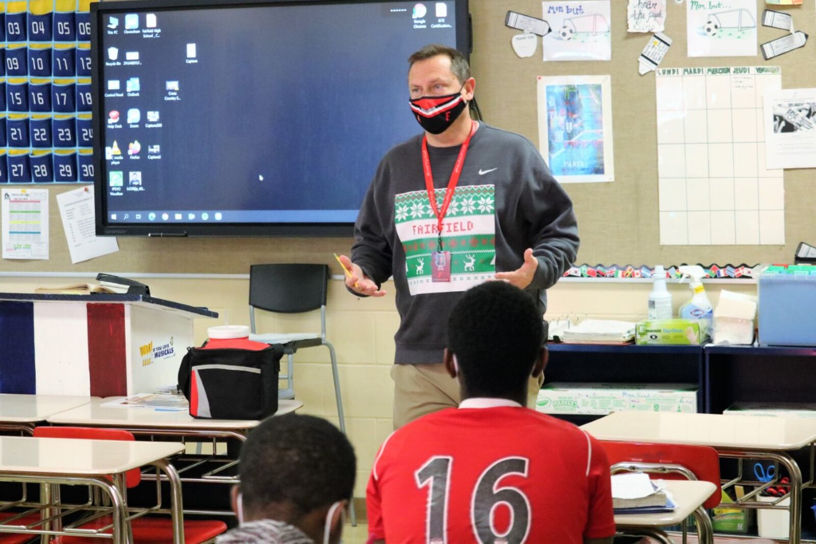 The severe shortage of substitute teachers and other staffers have left area schools scrambling for help and some local superintendents have answered the call. Fairfield Schools Superintendent Billy Smith recent taught an 8th grade class. (Provided Photo\Journal-News)
