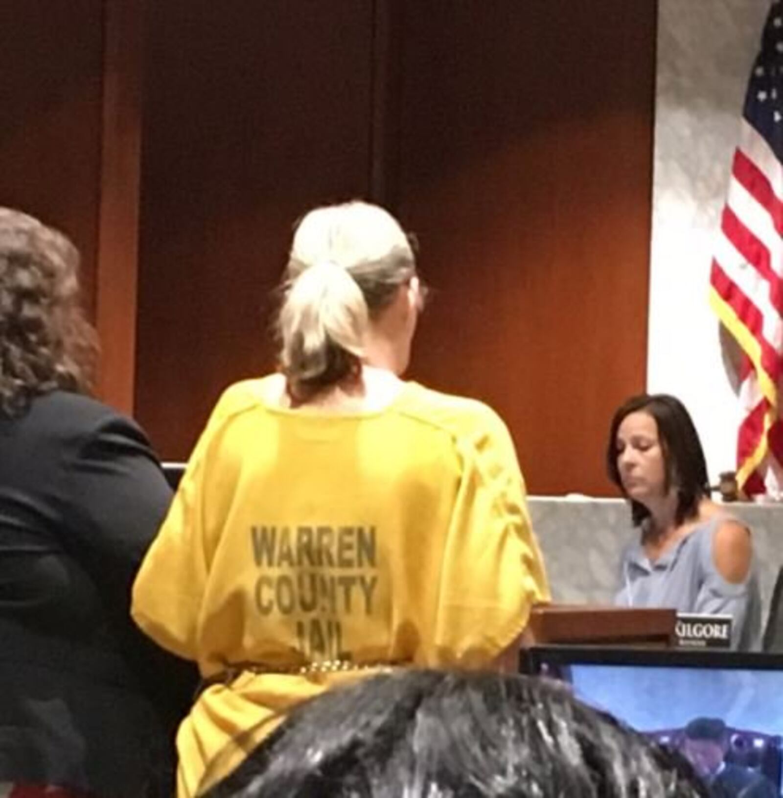 Amy Panzeca, 48, a Springboro fifth grade teacher, pleaded not guilty in a Warren County courtroom during her arraignment Tuesday on charges of permitting drug abuse and child endangering.  STAFF PHOTO/Sean Cudahy