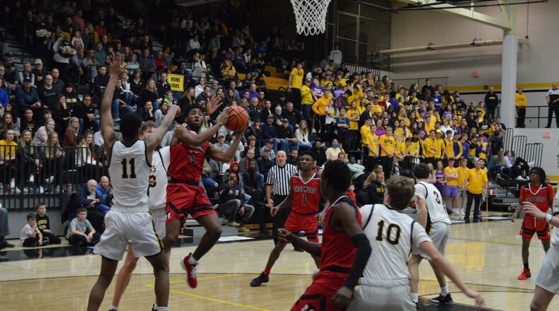 Trotwood-Madison’s Sammy Anderson puts up a shot. Eric Frantz/CONTRIBUTED