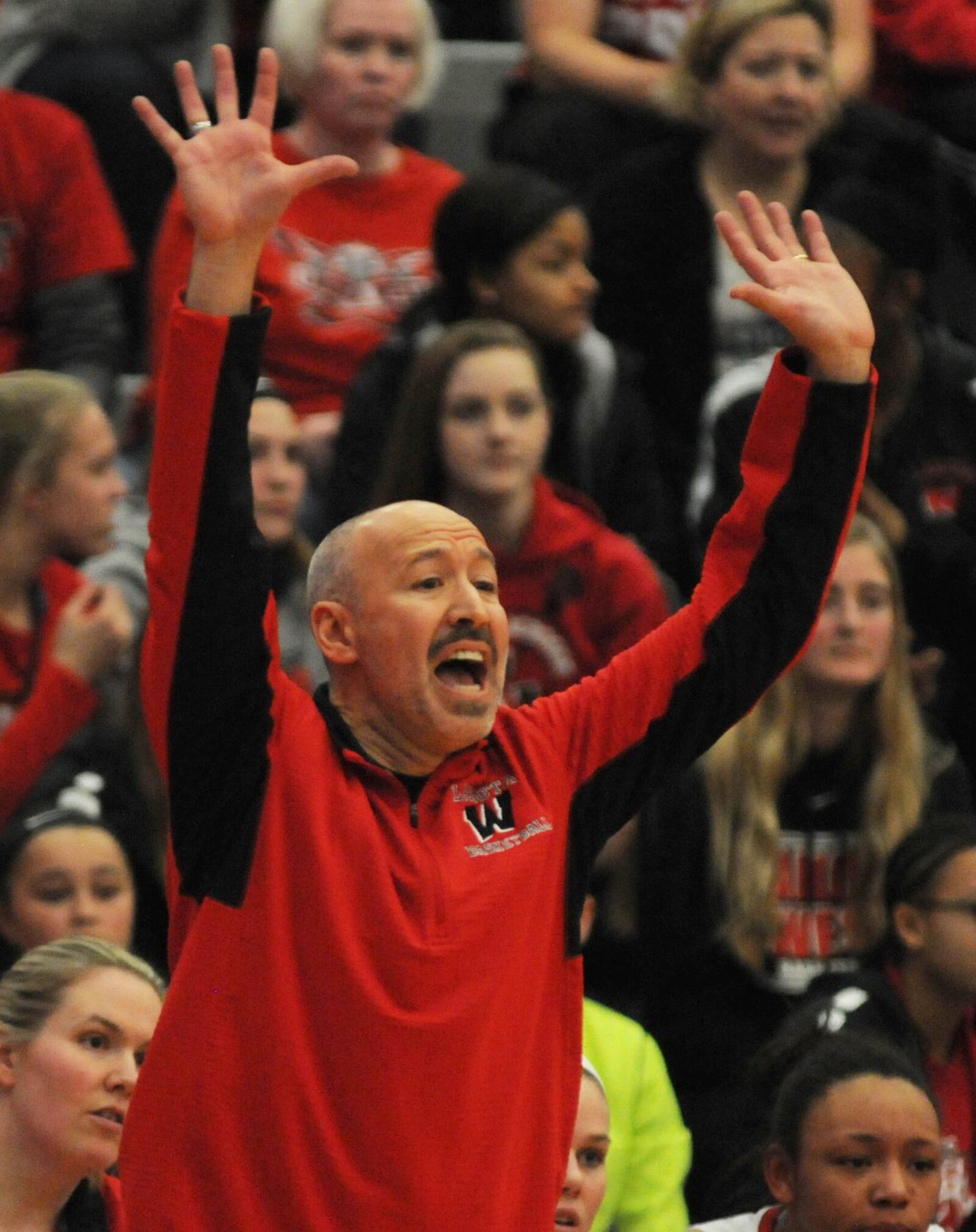 Lakota West coach Andy Fishman shouts directions to his players during Saturday’s Division I district final against Beavercreek at Princeton. CONTRIBUTED PHOTO BY DAVID A. MOODIE