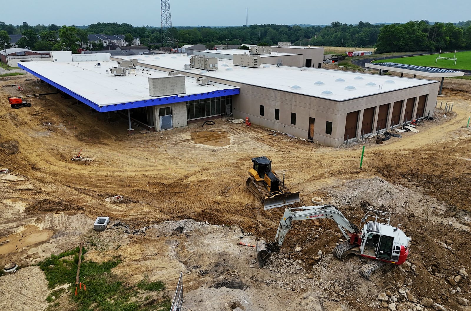 Construction continues on the Chestnut Street Station in Oxford. The multimodal station will be operational in September, but Butler County RTA buses for Miami University's campus will begin on Aug. 17, 2025. NICK GRAHAM/STAFF