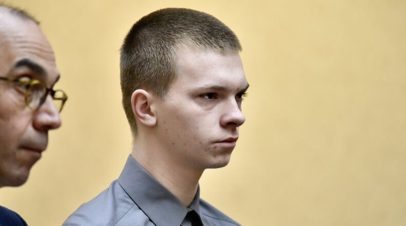 Logan Henry, accused of setting Lindenwald warehouse fire and indicted on multiple arson charges, was arraigned Tuesday, Nov. 26, 2019 in Butler County Common Pleas Court in Judge Keith Spaeth s courtroom. NICK GRAHAM/STAFF