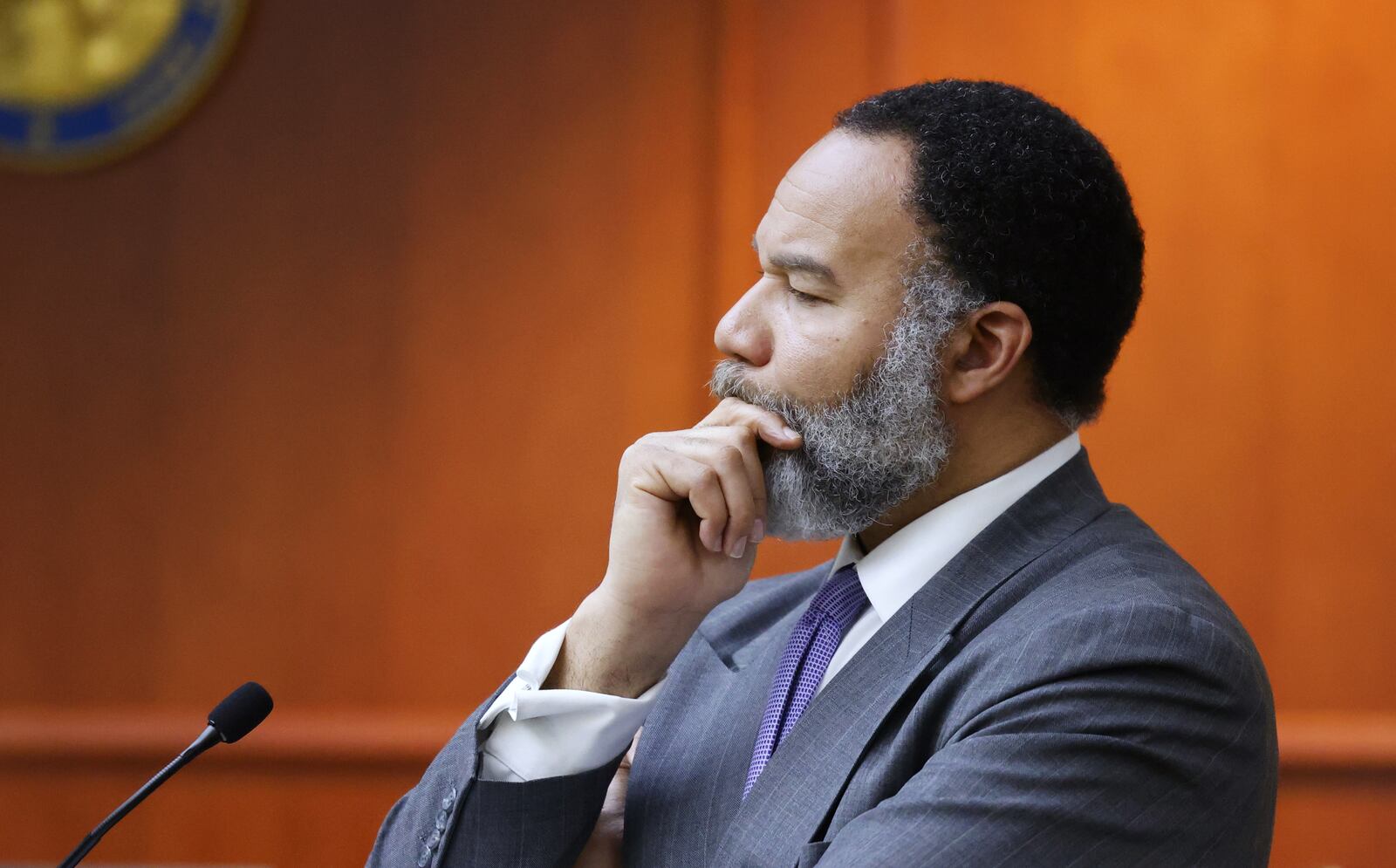 Defense Attorney Lawrence Hawkins III during the Robbi Robinson capital murder trial in Butler County Common Pleas Court on Tuesday, Feb. 18. NICK GRAHAM/STAFF