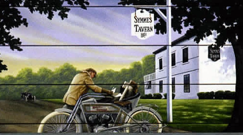 This depiction of the original Symmes Tavern, opened in 1853, now Chase Bank, is one of the murals on the Fairfield Post Office. Provided photo
