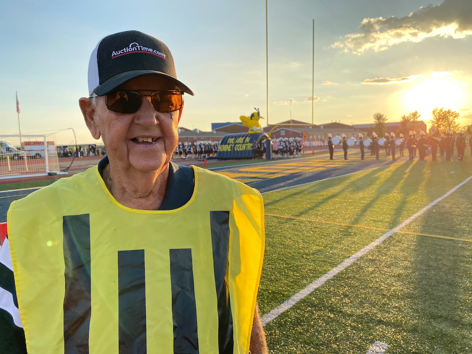 Tom Leeds is now 84 years old and the Monroe school board member has 64 years of volunteer work under his belt. He says working as an official downs marker is "the best seat in the house." Michael D. Clark / Contributed