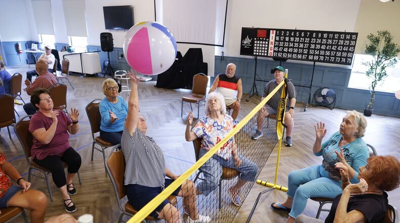 A group of seniors play chair volleyball Monday, Aug. 7, 2023 at Central Connections in Middletown. NICK GRAHAM/STAFF