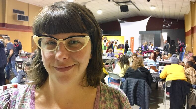 Thanksgiving day saw the annex of Middletown s Breiel Church of God transformed into a community dinning room for more than 300 needy residents who enjoyed a free meal and donated clothing. Bethany Tompkins, one of the church organizers said the holiday dinner program was in its sixth year.