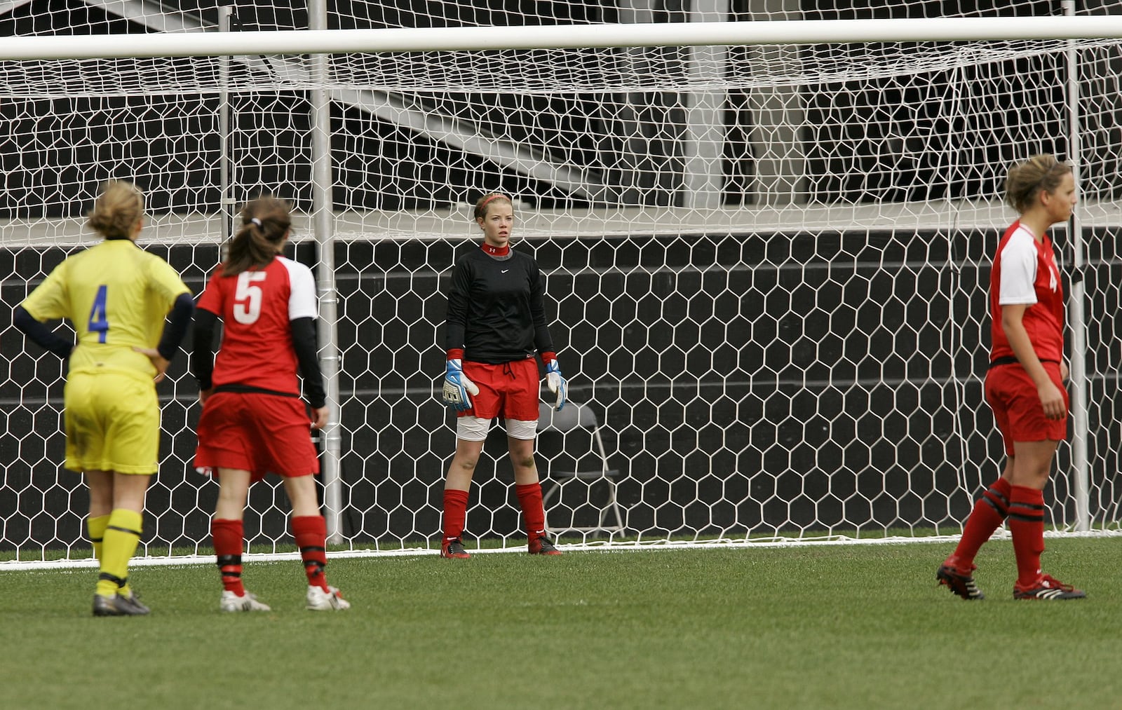 Fenwick goalkeeper Mary Turvy prepares to defend against a penalty kick in the final two minutes of the Division II state girls soccer final Nov. 8, 2008, at Columbus Crew Stadium in Columbus. The Falcons defeated Akron Hoban 1-0. NICK GRAHAM/STAFF