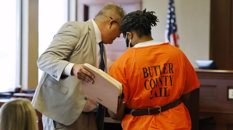 Anthony Brown, accused in the fatal shooting at Fairfield Twp. Walmart in 2022, was back in Butler County Common Pleas Court for a hearing Tuesday, July 11, 2023. He now has a new attorney Brad Kraemer. NICK GRAHAM/STAFF
