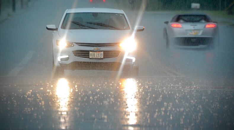 Heavy rainfall hit in Huber Heights on Chambersburg Rd., on Friday night June 18, 2021. MARSHALL GORBY\STAFF