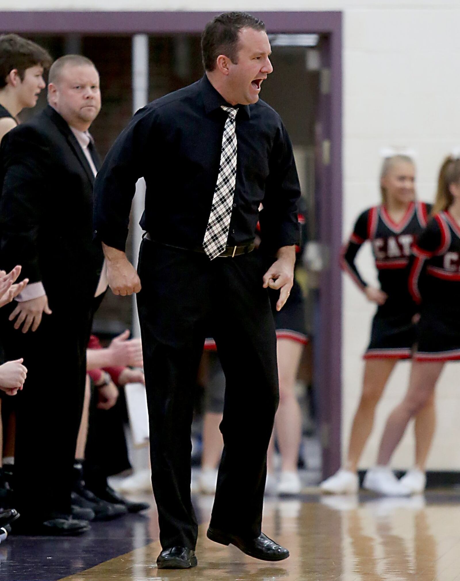 Franklin coach Brian Bales works the sideline during Friday night’s game at Bellbrook. CONTRIBUTED PHOTO BY E.L. HUBBARD