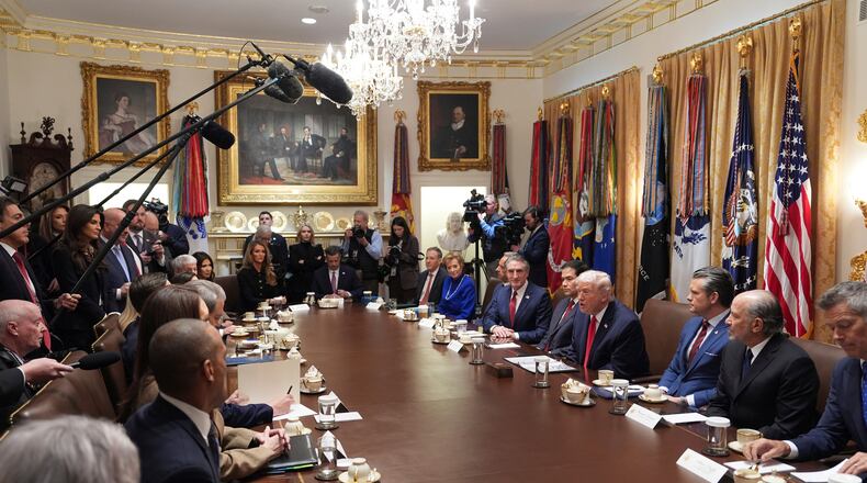 President Donald Trump speaks during a cabinet meeting at the White House, Thursday, Jan. 29, 2026, in Washington. (AP Photo/Evan Vucci)