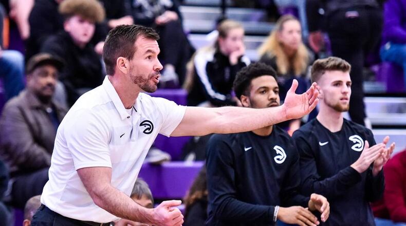 Lakota East coach Clint Adkins, shown during a game at Middletown on Jan. 8, has his Thunderhawks on top of the Greater Miami Conference after Friday’s 61-44 victory at Mason. NICK GRAHAM/STAFF