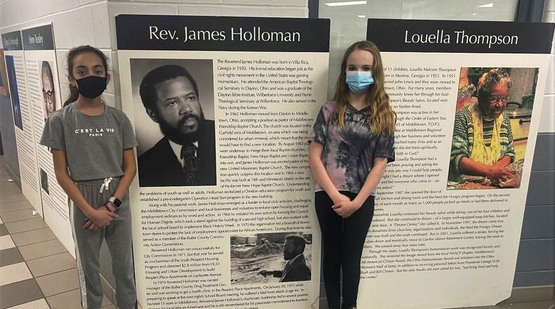 Middletown Schools Highview 6th Grade Center is displaying a series of large historical portraits of famous African-American heroes from the city's past. The Black History month exhibit was designed to help today's students understand the impact local heroes have had on the city. (Provided Photo\Journal-News)