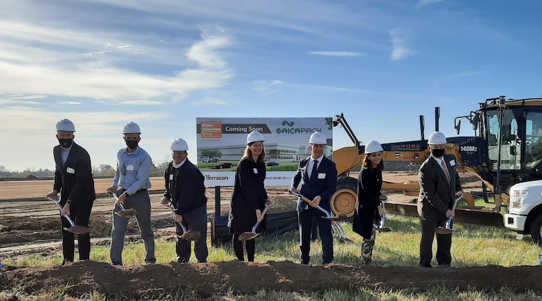 Officials held a groundbreaking on Wednesday, Oct. 14, 2020 in Hamilton for the first U.S. site of Saica Group. The 350,000 square-foot plant will manufacture corrugated packaging. The project marks Spanish company Saica’s expansion into the U.S. market, and represents a $72-million investment. CONTRIBUTED