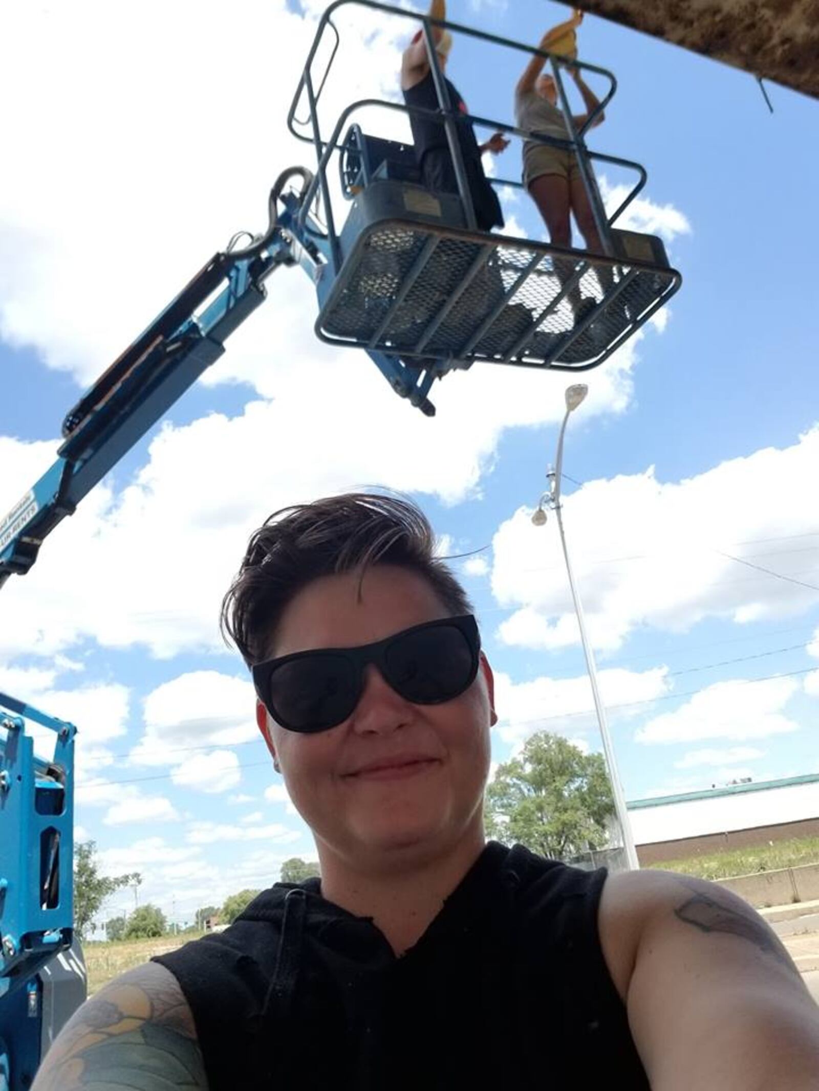 Local artists Jes McMillan is leading a group painting a train overpass near the intersection of  Keowee and First streets for the East Dayton Arts District.  Vincent Detrick, Ileana Del Campo-Gray,  Kate Edmondson and Amy Dallis are also helping with the project.