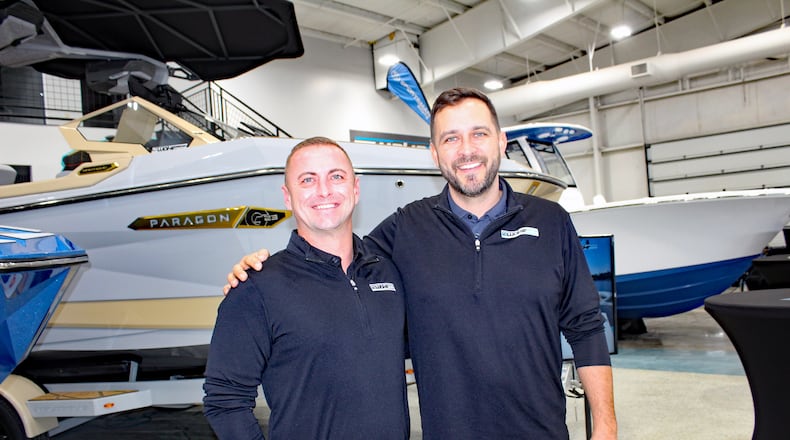 Ryan Quatkemeyer and Zach Whitehead moved their No Wake Marine business from Sycamore Twp. to the site of the former Marine Sales Lodder on Ohio 4 in Fairfield, which they bought in September. CONTRIBUTED/SUE KIESEWETTER