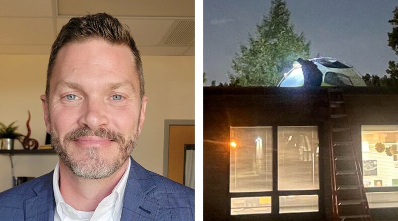 It was a cold night last week when Central Academy Principal Stephen Sippel camped on top of the Middletown school's rooftop. Sippel did so because his students met a $10,000 fundraising goal. CONTRIBUTED