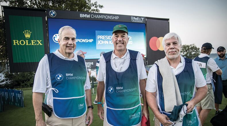 Joe Desch, center, and his brothers at the Pro Am at the BMW Championship at Caves Valley Golf Club in Owings Mills Maryland on Wednesday August 25, 2021
©WGAESF/Charles Cherney Photography