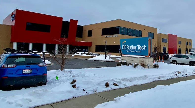 One of Butler Tech’s most high-profile campus expansions, costing $12.7 million, will soon mean more career learning classrooms for area adult nursing students. The new wing (right) will nearly double the career school's size. Michael D. Clark / Contributor