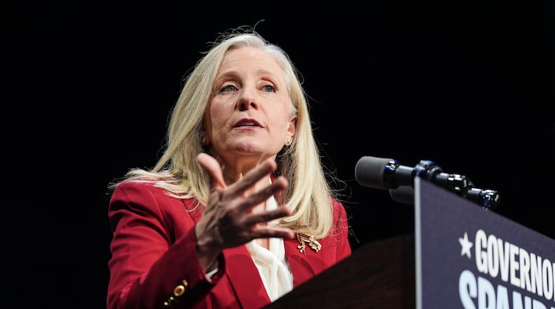 Democrat Abigail Spanberger speaks on stage after she was declared the winner of the Virginia governor's race during an election night watch party Tuesday, Nov. 4, 2025, in Richmond, Va. (AP Photo/Stephanie Scarbrough)