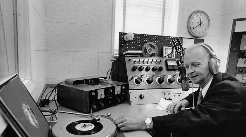 "Pappy" Tipton at the WCNW studio turntable. Photo courtesy of the Butler County Historical Society