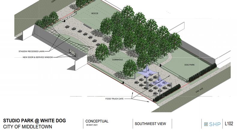 This rending of possible uses of the former Studio Theater was shown to Middletown city council members last week. The city may sell the property for $5,000. ARTIST RENDERING