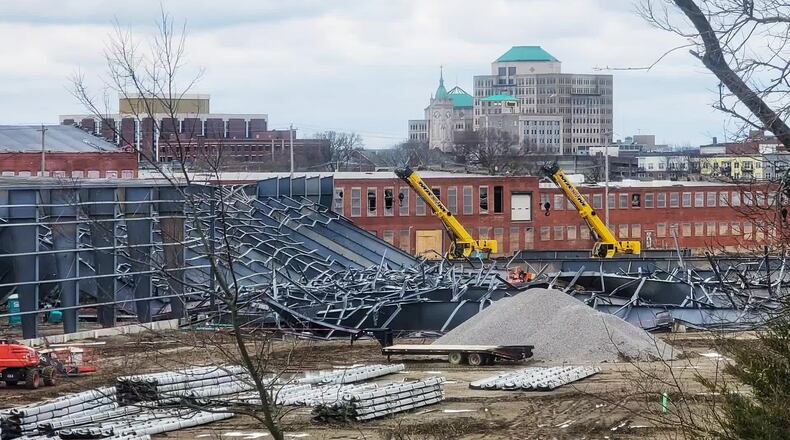 Wind damages Spooky Nook sports complex building under construction in Hamilton