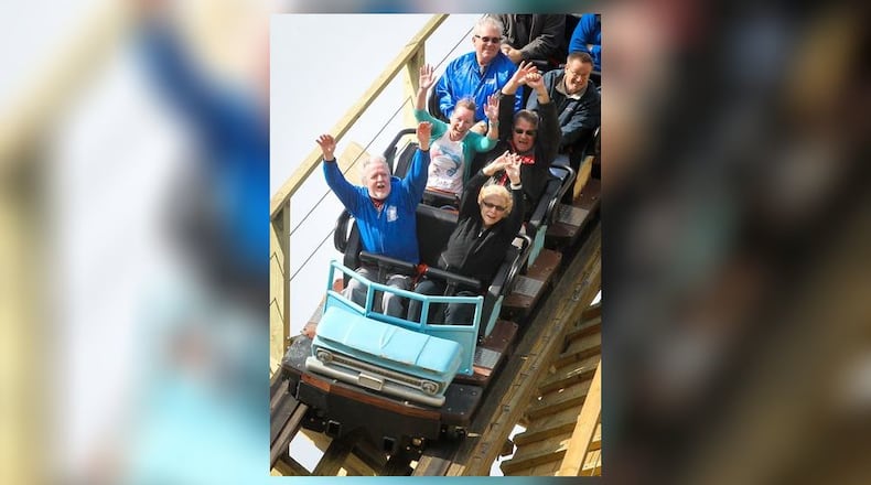 Riders in 2020 enjoy the then new wooden roller coaster Mystic Timbers at Kings Island. Ride and other safety aspects has always been a top priority since the amusement park opened in 1972. The park is celebrating its 50th anniversary. PHOTO BY GREG LYNCH/Journal-News