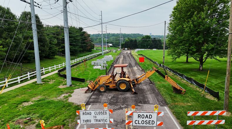 A big project by the Butler County Engineer's Office this season is the $1.36 million installation of a roundabout on the north leg of the Millikin Road and Lesourdsville West Chester Road. Work began May 27. NICK GRAHAM/STAFF