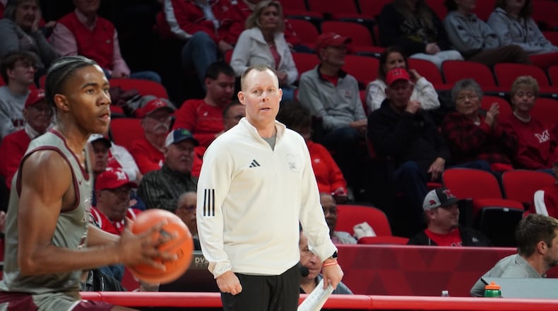 Miami coach Travis Steele watches on during his RedHawks' game against Maryland-Eastern Shore earlier this season. Chris Vogt/CONTRIBUTED