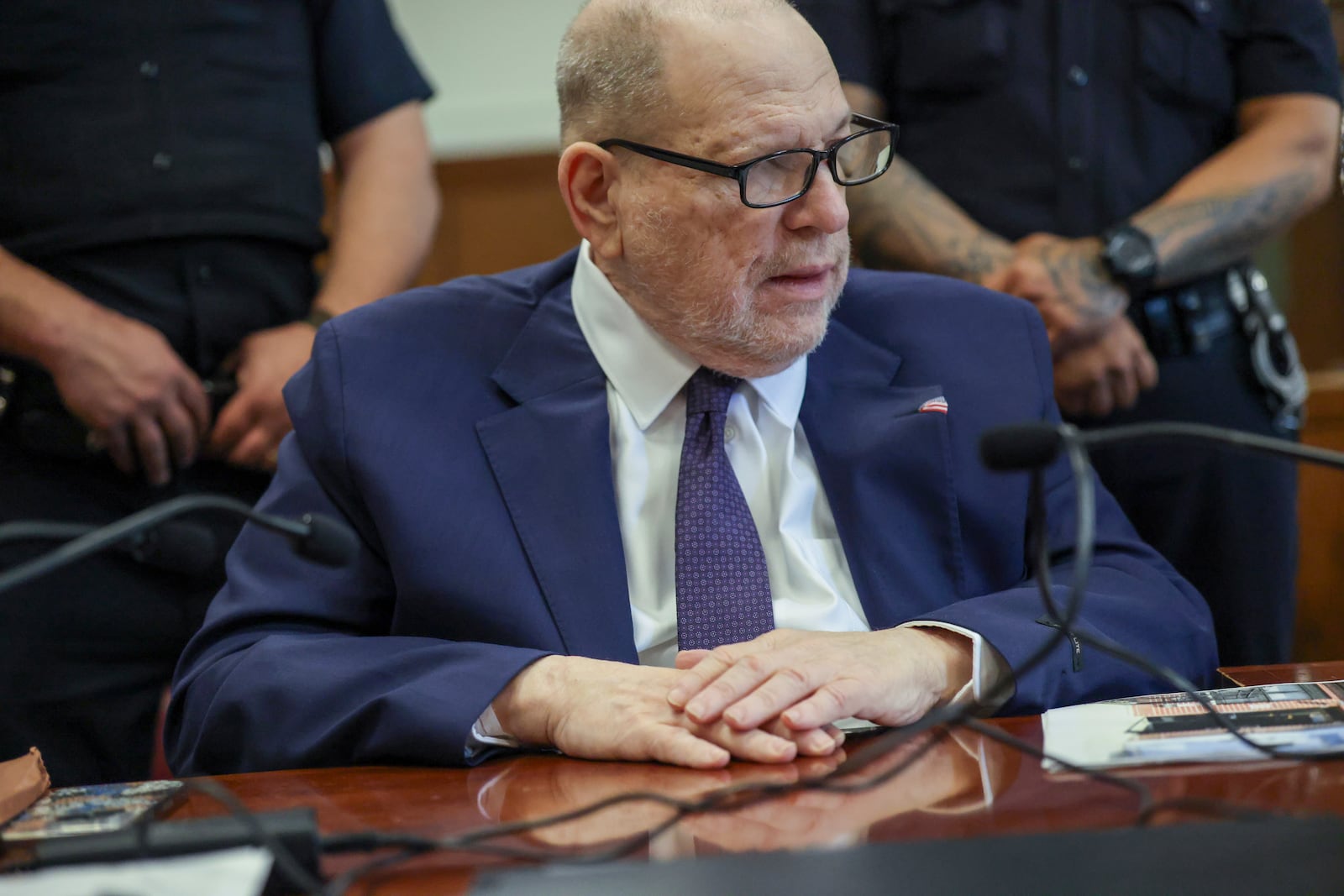 Harvey Weinstein appears for his retrial in Manhattan Criminal Court, Thursday, April 24, 2025, in New York. (Spencer Platt/Pool Photo via AP)