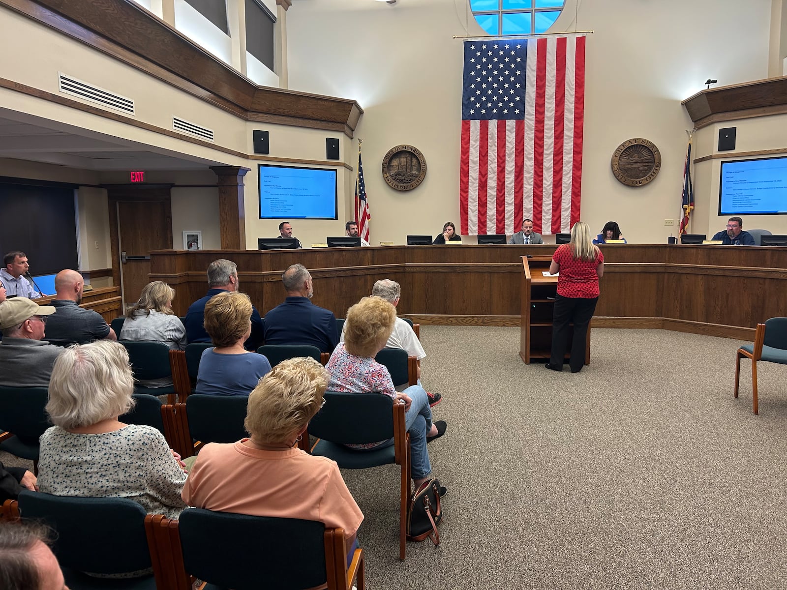 Bobbie Drew was one of the Monroe residents who spoke during Tuesday night's city council meeting in opposition of an ordinance change that would have allowed a housing development near Todhunter Road. RICK McCRABB/CONTRIBUTOR