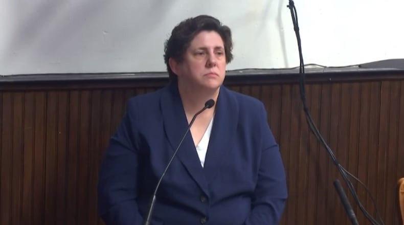 Dr. Karen Looman is the chief deputy coroner for Hamilton County. Here she is seen testifying in the murder trial of George Wagner IV, accused of killing 8 members of the Rhoden family in Pike County in 2016. WCPO/CONTRIBUTED