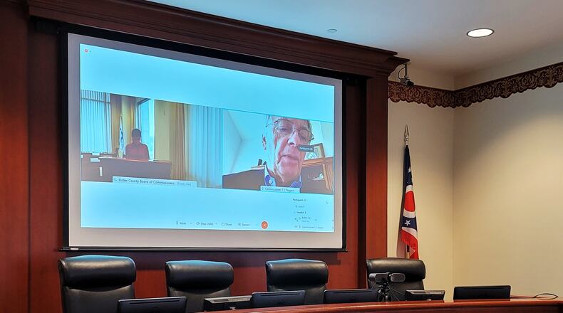 The Butler County commissioners were forced to meet virtually on Monday due to the fact all three commissioners were COVID quarantined.