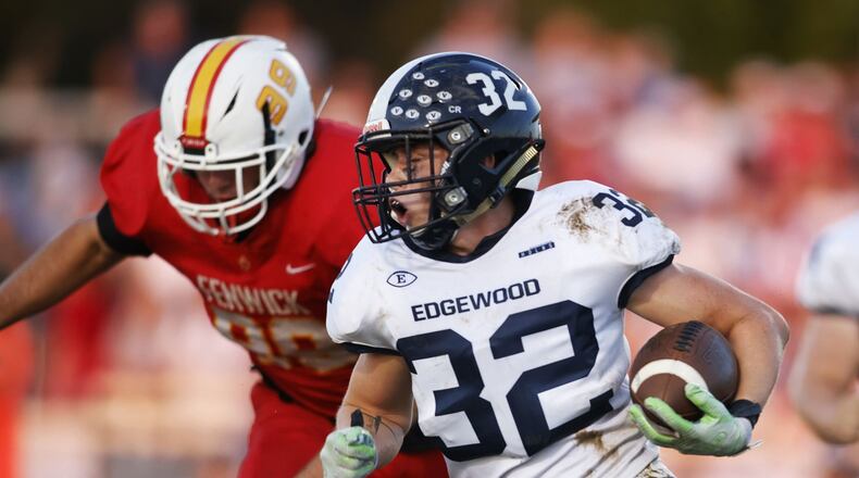 Edgewood's Braden Sullivan runs the ball during a game against Fenwick on Friday, Sept. 9, 2022. Edgewood won 10-0. Nick Graham/STAFF