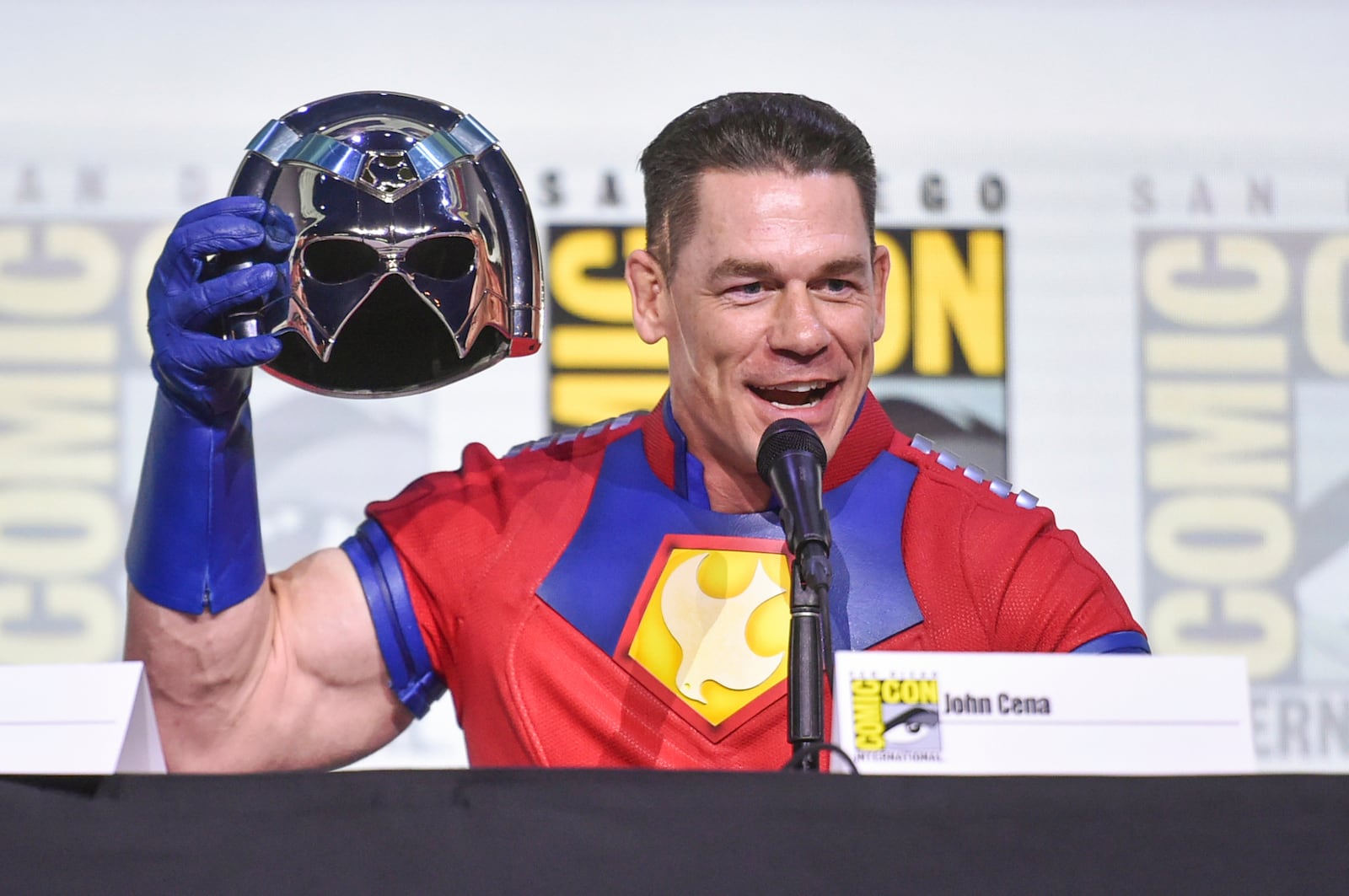 John Cena attends a panel for "Peacemaker" during Comic-Con International on Saturday, July 26, 2025, in San Diego. (Photo by Richard Shotwell/Invision/AP)