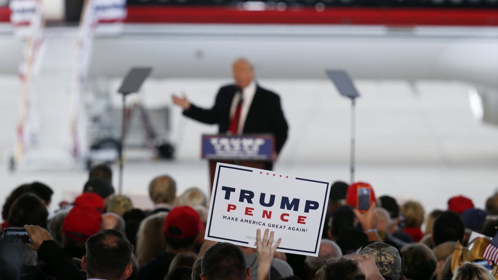 Republican presidential candidate Donald Trump speaks during a campaign rally, Friday, Nov. 4, 2016, in Wilmington, Ohio. (AP Photo/John Minchillo)
