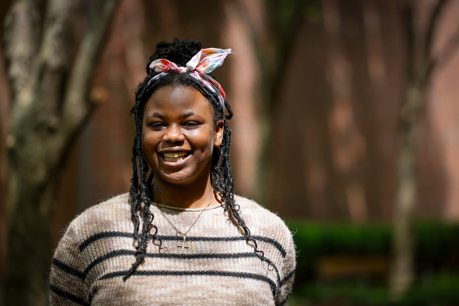 Shania Woods-Hicks, a 20-year-old from Dayton, talks about the heart transplant she received at Christ Hospital in Cincinnati. NICK GRAHAM/STAFF