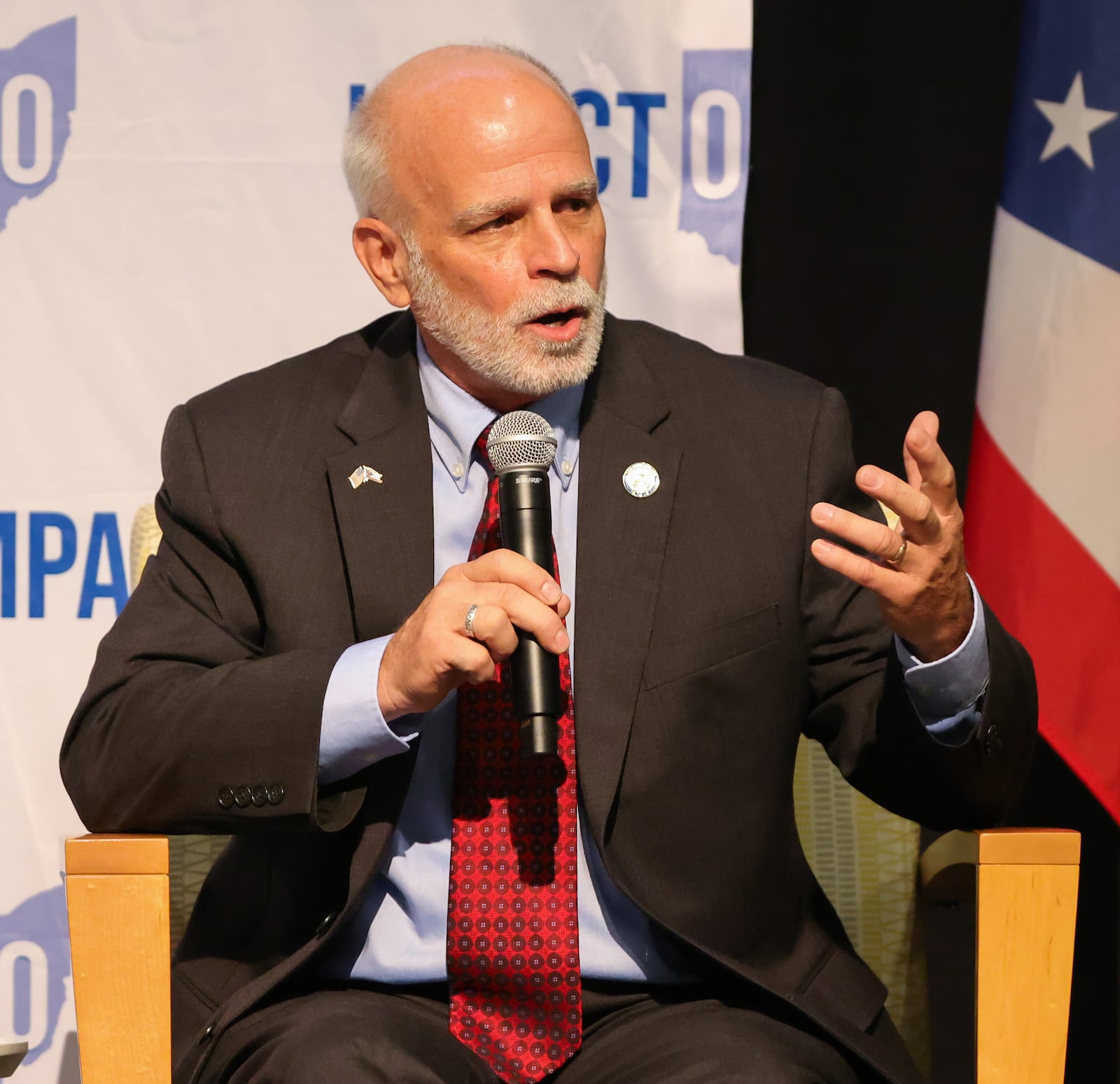 Ohio Sen. Kyle Koehler (R-Springfield) speaks during a panel in the Ohio Chamber's 2025 Dayton Regional Impact Ohio Conference on Tuesday, Aug. 26, in the Apollo Room in the Student Union at Wright State University. BRYANT BILLING / STAFF