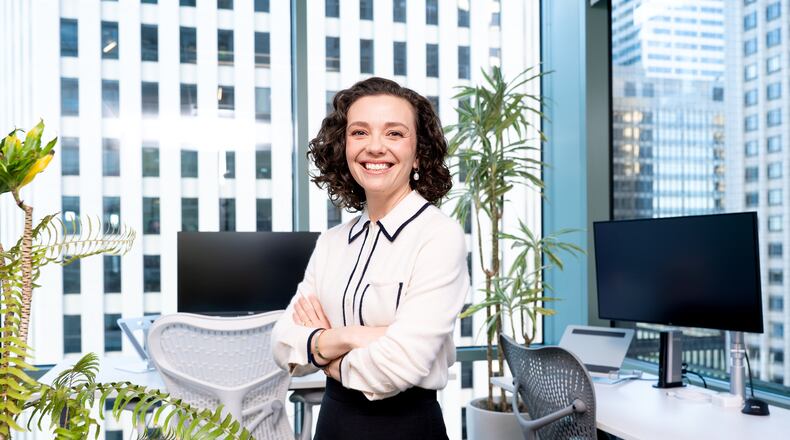 Cari Tuna, chair of Open Philanthropy, stands for a portrait on Monday, Oct. 27, 2025, in San Francisco. (AP Photo/Noah Berger)