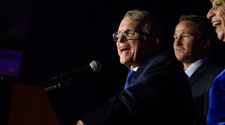 Republican Gubernatorial-elect Ohio Attorney General Mike DeWine gives his victory speech after winning the Ohio gubernatorial race at the Ohio Republican Party’s election night party at the Sheraton Capitol Square on November 6, 2018 in Columbus, Ohio. DeWine defeated Democratic Gubernatorial Candidate Richard Cordray to win the Ohio governorship. (Photo by Justin Merriman/Getty Images)