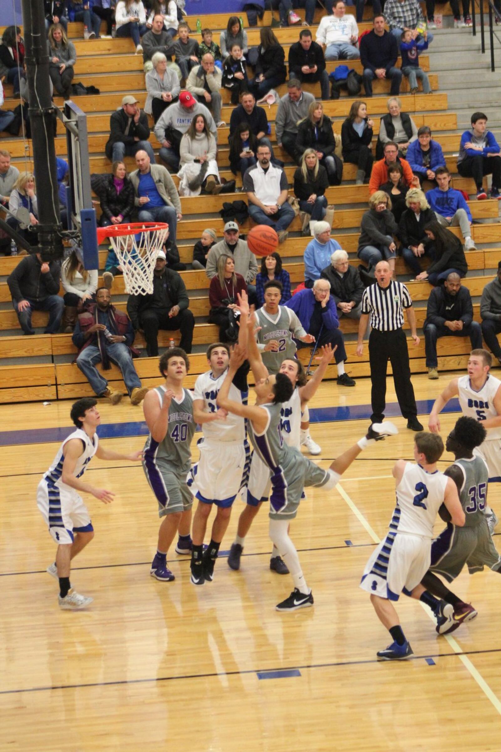 Middletown’s Cliff Snow (11) launches a shot in traffic during Saturday night’s game at Springboro. CONTRIBUTED PHOTO BY MARITZA MCKINNEY
