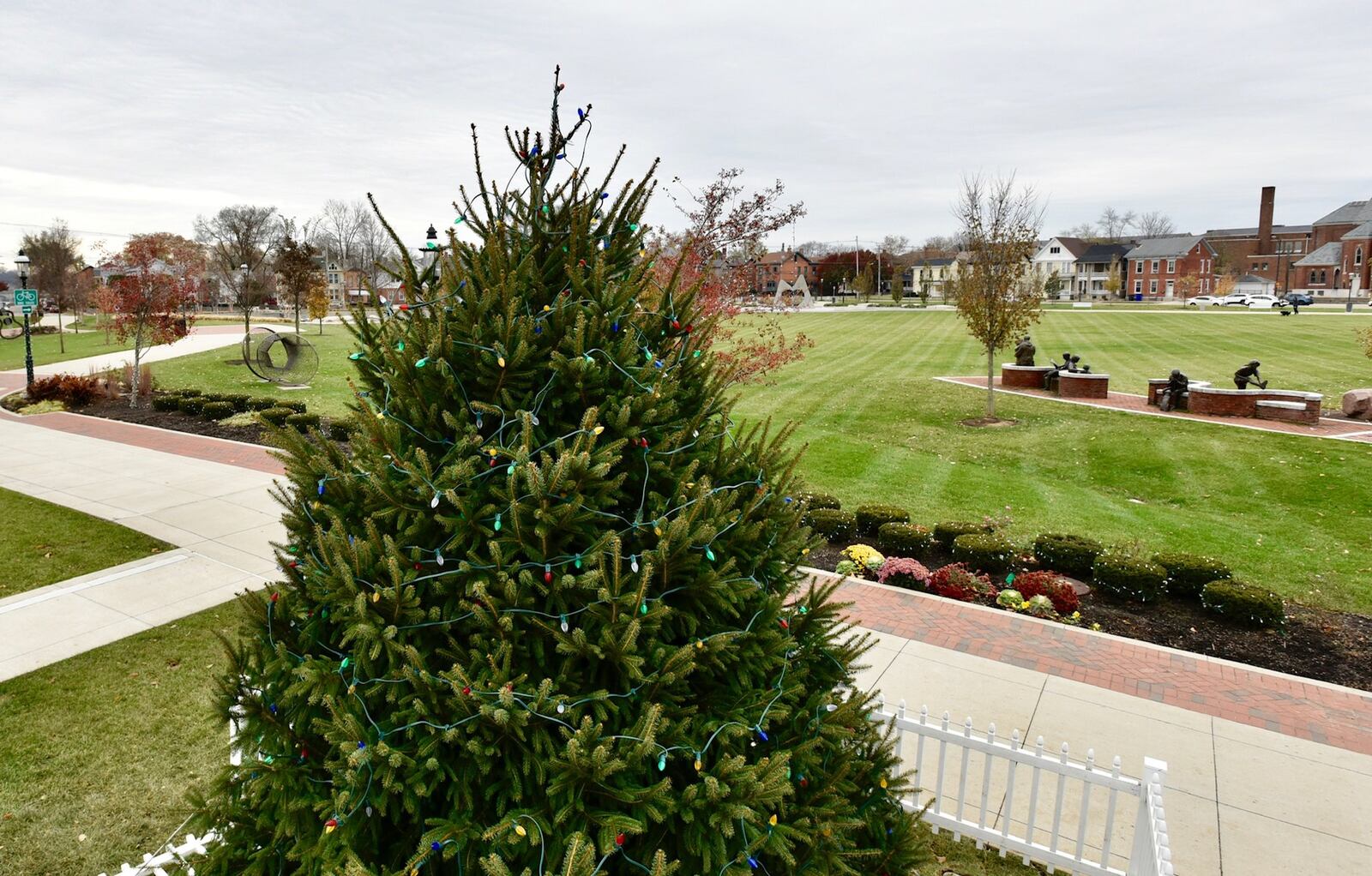 Last year, the Hamilton Christmas tree lighting was moved from the lawn of the Butler County Historic Courthouse to Marcum Park, and more than 2,500 people celebrated. It will happen there again this year, with more activities than last year. NICK GRAHAM/STAFF