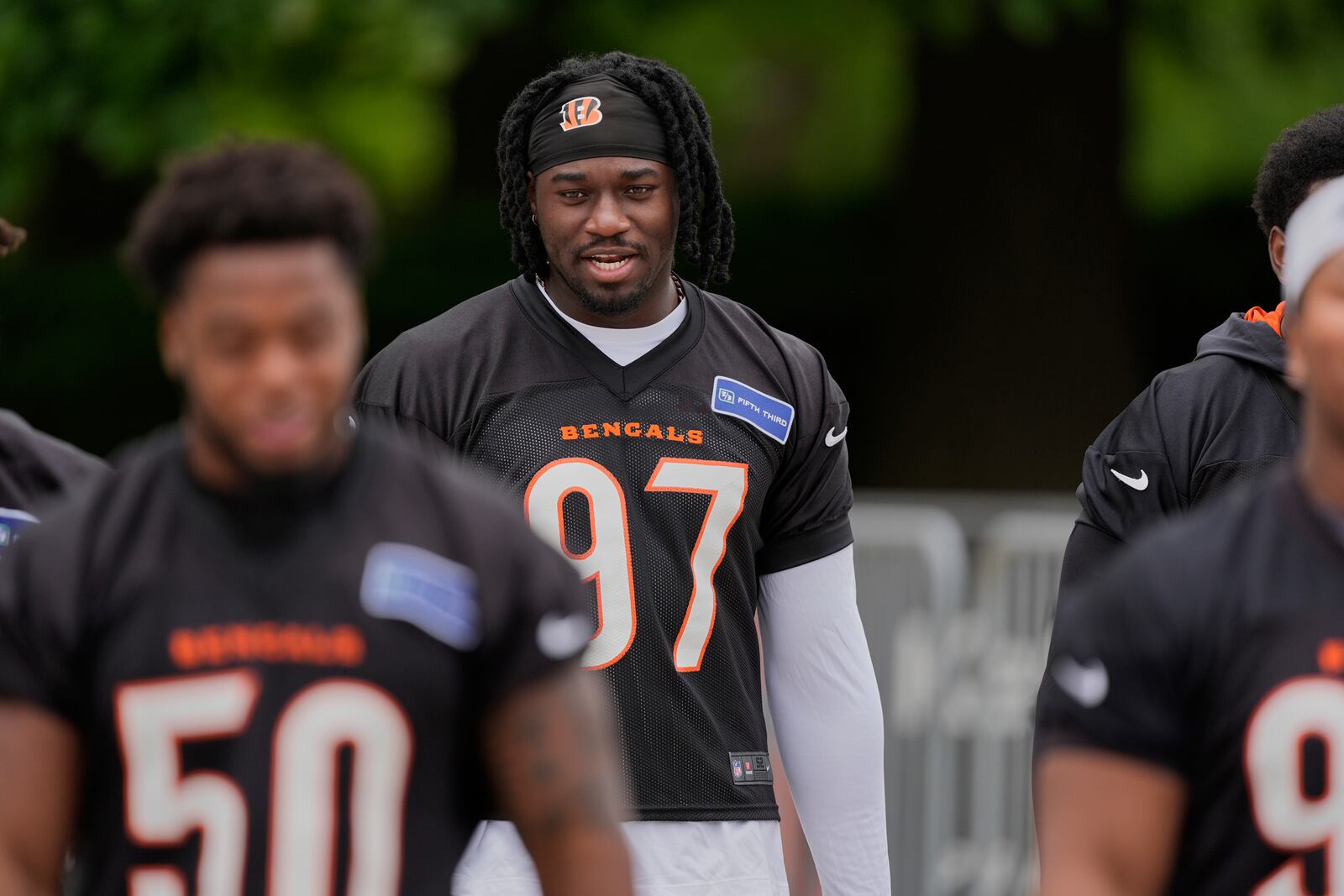 Cincinnati Bengals unsigned draft pick Shemar Stewart arrives for NFL football practice on Tuesday, May 13, 2025, in Cincinnati. (AP Photo/Carolyn Kaster)