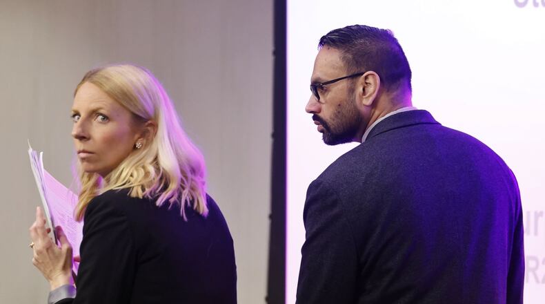 Gurpreet Singh and defense attorney Alexandra Deardorff Monday his retrial for for a West Chester quadruple homicide NICK GRAHAM/STFF